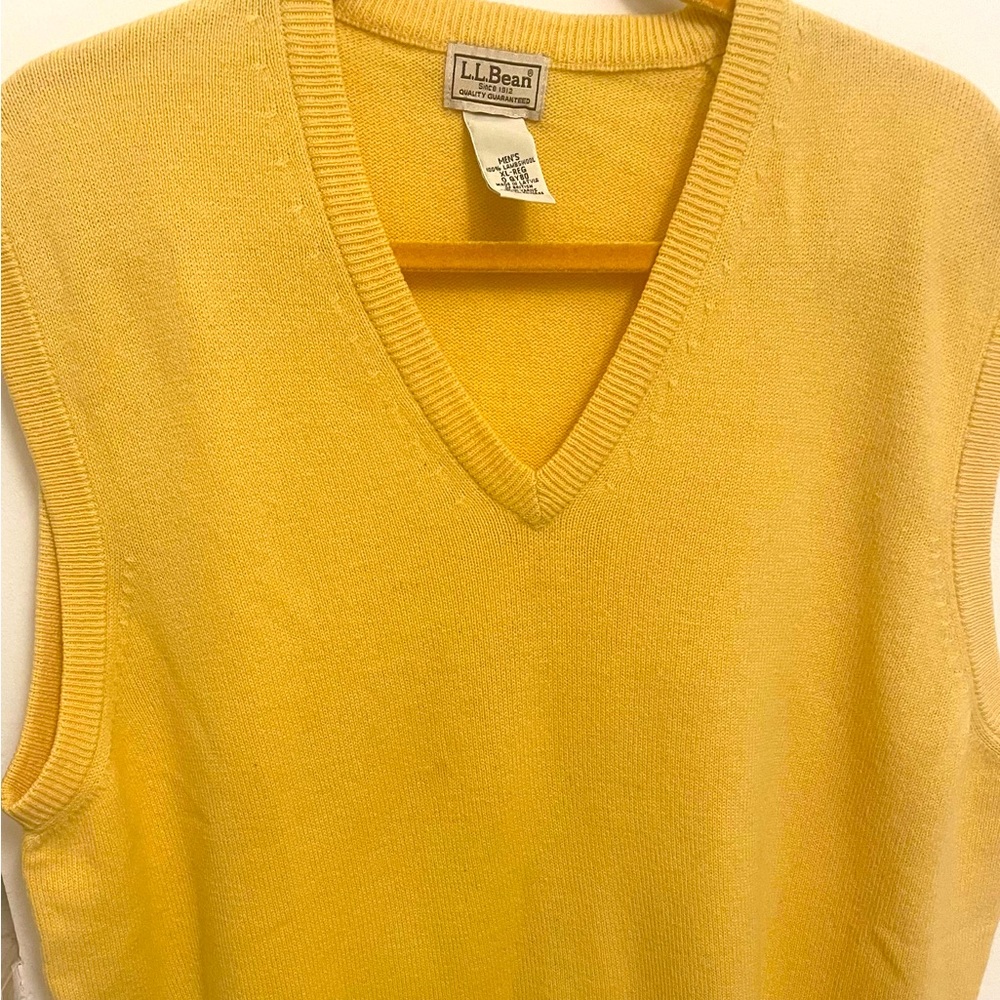 LL Bean Yellow Sweater Vest Wool Men’s Size XL Vintage